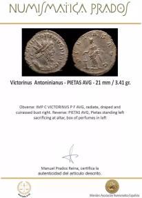 Ancient Coins - Victorinus Antoninianus - PIETAS AVG - 21 mm / 3.41 gr.