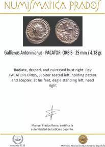 Ancient Coins - Gallienus Antoninianus - PACATORI ORBIS - 25 mm / 4.18 gr.