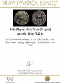 Ancient Coins - Ancient Hispania - Cese, Tarraco (Tarragona) Ae Semis - 21 mm / 5.10 gr.