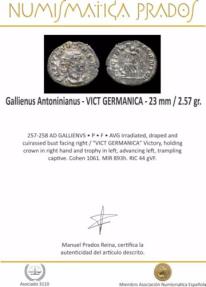 Ancient Coins - Gallienus Antoninianus - VICT GERMANICA - 23 mm / 2.57 gr.