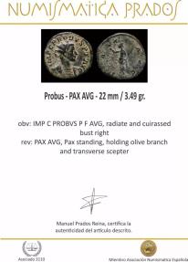 Ancient Coins - Probus - PAX AVG - 22 mm / 3.49 gr.