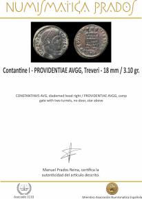 Ancient Coins - Contantine I - PROVIDENTIAE AVGG, Treveri - 18 mm / 3.10 gr.