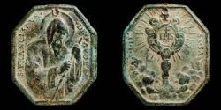 Ancient Coins - Medal XVI-XVIII centuries, Santo Sacramento / S. Francisco Paula - 39x34 mm.