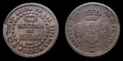 Ancient Coins - 1852, Decima de Real Isabella II, Segovia Mint - 19 mm / 3,40 gr.