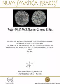 Ancient Coins - Probus - MARTI PACIF, Ticinum - 23 mm / 3.39 gr.