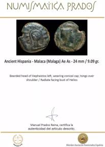 Ancient Coins - Ancient Hispania - Malaca (Malaga) Ae As - 24 mm / 9.09 gr.