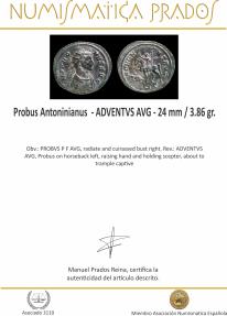Ancient Coins - Probus Antoninianus - ADVENTVS AVG - 24 mm / 3.86 gr.