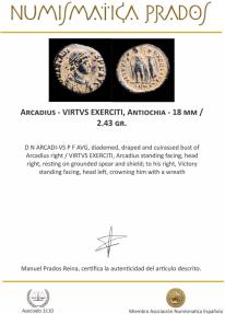 Ancient Coins - Arcadius - VIRTVS EXERCITI, Antiochia - 18 mm / 2.43 gr.