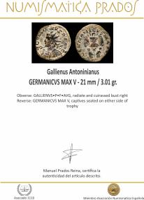 Ancient Coins - Gallienus Antoninianus - GERMANICVS MAX V - 21 mm / 3.01 gr.