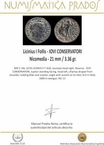 Ancient Coins - Licinius I Follis - IOVI CONSERVATORI, Nicomedia - 21 mm / 3.36 gr.