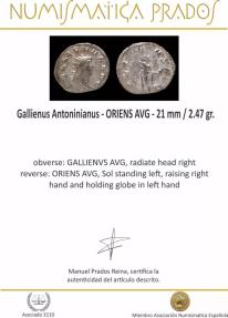 Ancient Coins - Gallienus Antoninianus - ORIENS AVG - 21 mm / 2.47 gr.