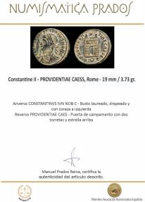 Ancient Coins - Constantine II - PROVIDENTIAE CAESS, Rome - 19 mm / 3.73 gr.