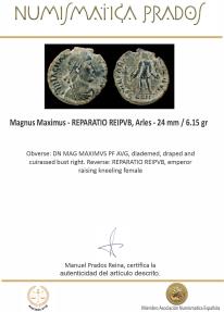 Ancient Coins - Magnus Maximus - REPARATIO REIPVB, Arles - 24 mm / 6.15 gr