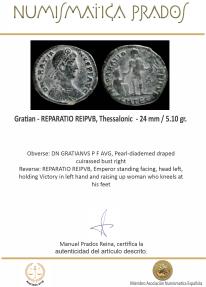 Ancient Coins - Gratian - REPARATIO REIPVB, Thessalonic - 24 mm / 5.10 gr.