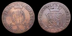Ancient Coins - 1845, 3 Cuartos Isabella II, Principado de Cataluña Mint - 25 mm / 6,87 gr.
