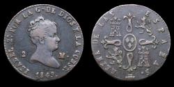 Ancient Coins - 1849, 2 Maravedis Isabella II, Segovia Mint - 18 mm / 2,07 gr.