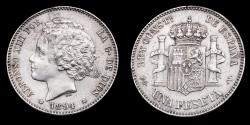 Ancient Coins - 1894, 1 Silver Peseta Alfonso XIII, Madrid Mint (*18-94) - 23 mm / 4,97 gr.