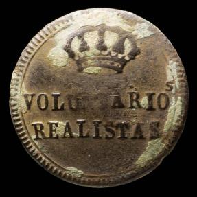 Ancient Coins - Button Voluntarios Realistas Infantry 1823-1833 - 21 mm.