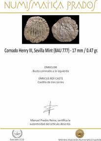 Ancient Coins - Cornado Henry III, Sevilla Mint (BAU 777) - 17 mm / 0.47 gr.