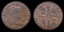 Ancient Coins - 1850, 8 Maravedis Isabella II, Jubia Mint - 29 mm / 10,21 gr.