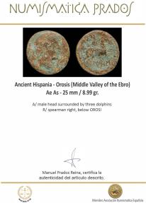Ancient Coins - Ancient Hispania - Orosis (Middle Valley of the Ebro) Ae As - 25 mm / 8.99 gr.