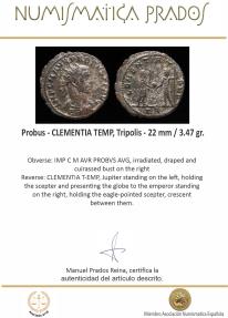 Ancient Coins - Probus - CLEMENTIA TEMP, Tripolis - 22 mm / 3.47 gr.