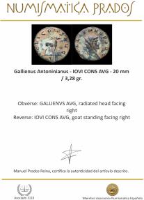 Ancient Coins - Gallienus Antoninianus - IOVI CONS AVG - 20 mm / 3,28 gr.