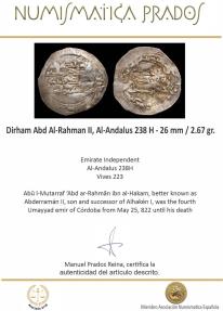 Ancient Coins - Dirham Abd Al-Rahman II, Al-Andalus 238 H (read description) - 26 mm / 2.67 gr.