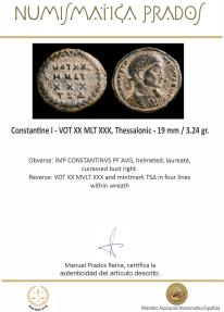 Ancient Coins - Constantine I - VOT XX MLT XXX, Thessalonic - 19 mm / 3.24 gr.