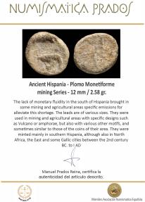 Ancient Coins - Ancient Hispania - Plomo Monetiforme, mining Series - 12 mm / 2.58 gr.