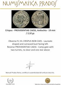 Ancient Coins - Crispus - PROVIDENTIAE CAESS, Antiochia - 19 mm / 2,32 gr.
