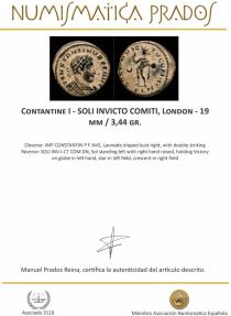 Ancient Coins - Contantine I - SOLI INVICTO COMITI, London - 19 mm / 3,44 gr.