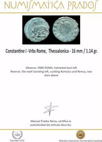 Ancient Coins - Constantine I -Vrbs Rome, Thessalonica - 16 mm / 1.14 gr.