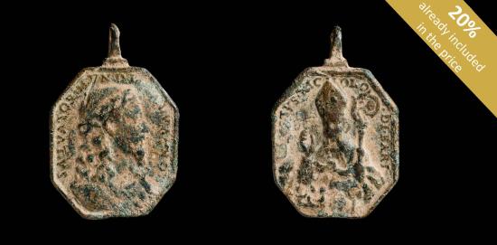 Ancient Coins - Medal XVI-XVII centuries, Salvator Mundi / S. Nicolas Bari - 42X27 mm