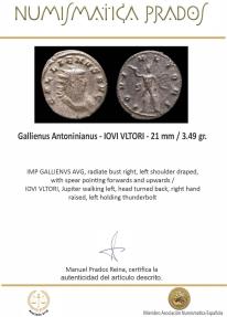Ancient Coins - Gallienus Antoninianus - IOVI VLTORI - 21 mm / 3.49 gr.