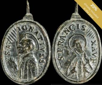 Ancient Coins - Religious medal XVI-XVII centuries, S. Ignacio / S.Francisco Xavier - 31x18 mm.