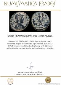 Ancient Coins - Gratian - REPARATIO REIPVB, Arles - 24 mm / 5.36 gr.