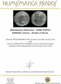 Ancient Coins - Maximianus Herculeus - GENIO POPVLI ROMANI, Cizycus - 29 mm / 9.46 gr.