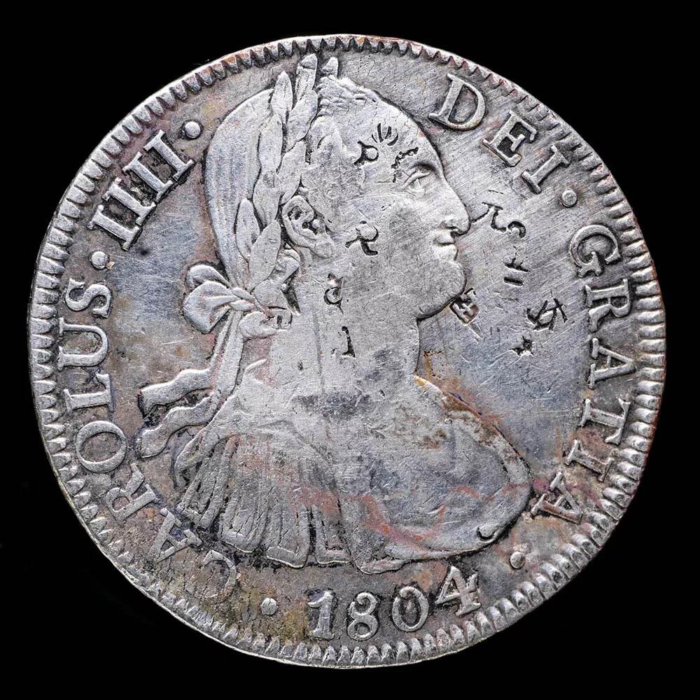 8／16日まで！Real Antique small chertアンティーク 1804, 8 Reales Carlos IV, Mexico Mint (TH) Chinese chopmarks - 39