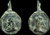 Ancient Coins - Religious medal XVI-XVII centuries, Cristo Salvator / Maria Mater - 19x12 mm.