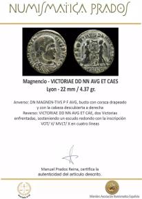 Ancient Coins - Magnentius - VICTORIAE DD NN AVG ET CAES, Lyon - 22 mm / 4.37 gr.