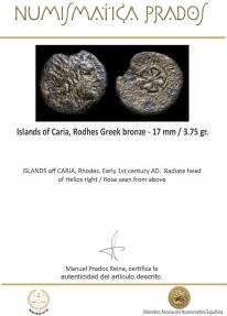 Ancient Coins - Islands of Caria, Rodhes Greek bronze - 17 mm / 3.75 gr.