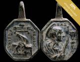 Ancient Coins - Religious medal XVI-XVII centuries, N.S. Risco / S. Barbara - 25x16 mm.