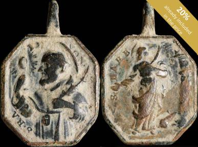 Ancient Coins - Medal XVI-XVII centuries, Saint Ramon / S. Barbara - 33 x 22 mm.