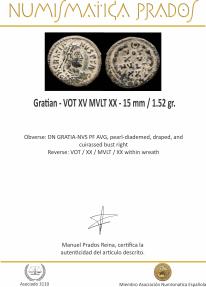 Ancient Coins - Gratian - VOT XV MVLT XX - 15 mm / 1.52 gr.