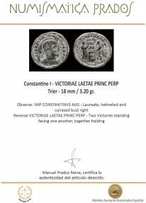 Ancient Coins - Constantine I - VICTORIAE LAETAE PRINC PERP, Trier - 18 mm / 3.20 gr.