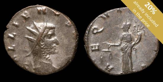 Ancient Coins - Gallienus Antoninianus - AEQVITAS AVG - 19 mm / 2.95 gr.
