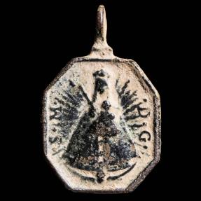 Ancient Coins - Religious medal XVI-XVII centuries, V.Guadalupe / S.Jeronimo - 29x19 mm.