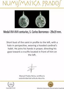 Ancient Coins - Medal XVI-XVII centuries, S. Carlos Borromeo, 29x19 mm.