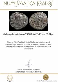 Ancient Coins - Gallienus Antoninianus - VICTORIA AET - 23 mm / 3.04 gr.